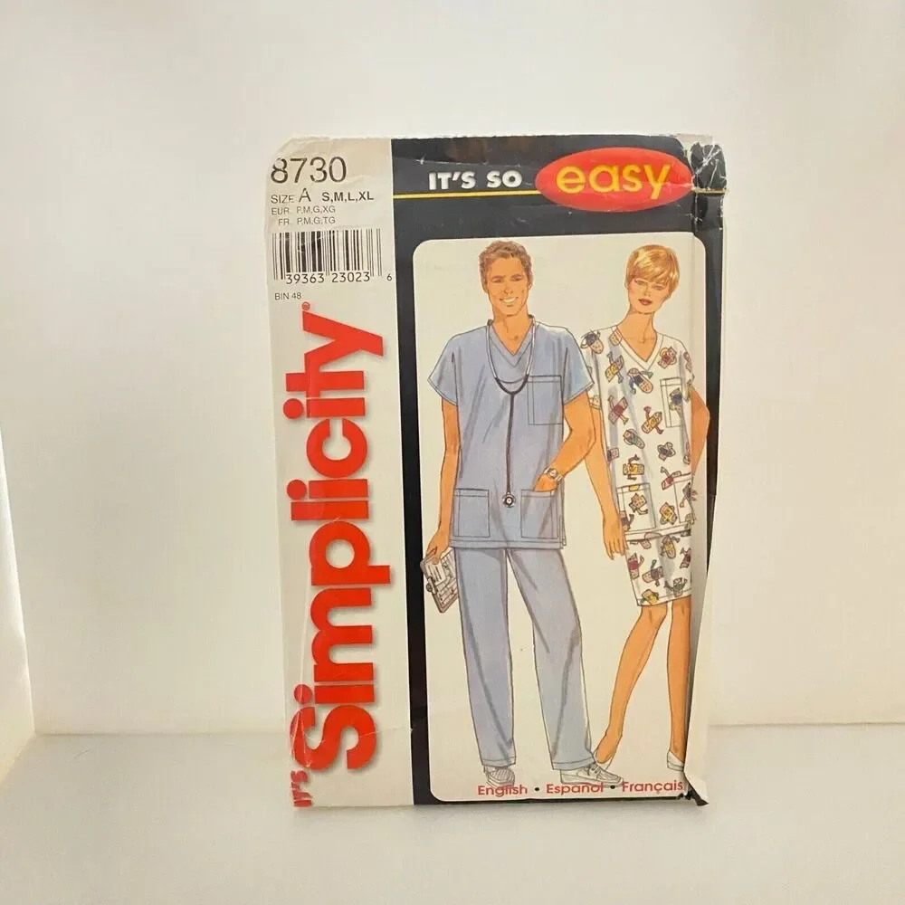 #8730 Simplicity Misses Mens or Teens Top Skirt and Pants Sewing Pattern Size S-